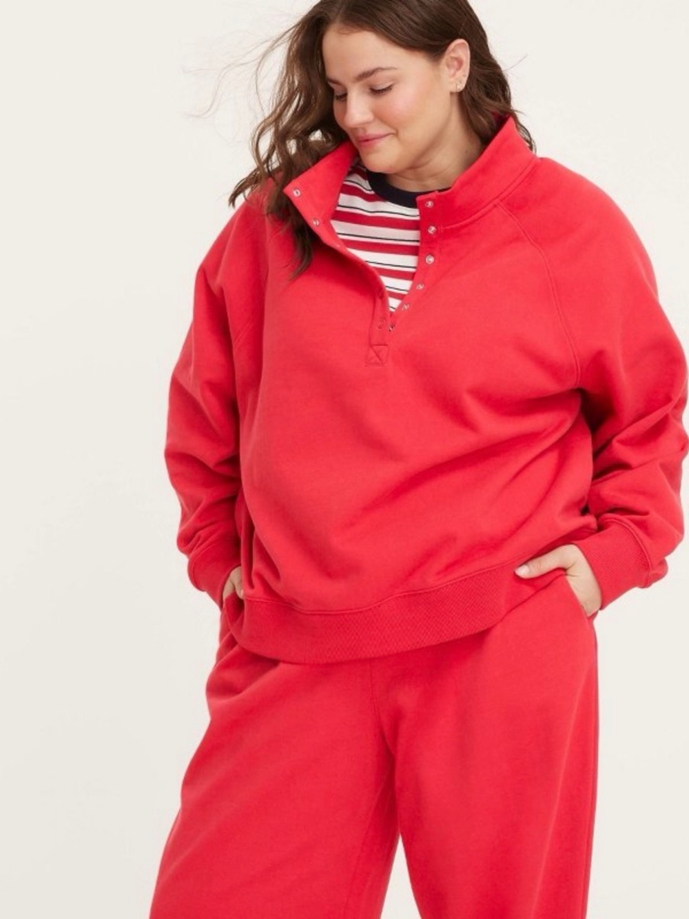 Snap Mockneck Popover Sweatshirt - Parke x Target Red NEW